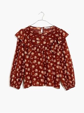 Madewell Ladder-Trim Ruffle Top in Homestead Bouquet